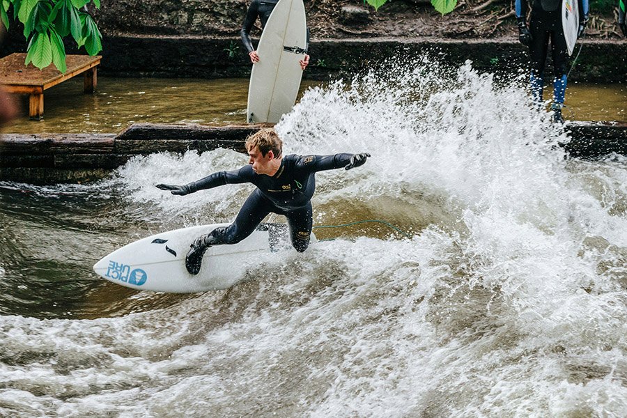 Surfer on a river